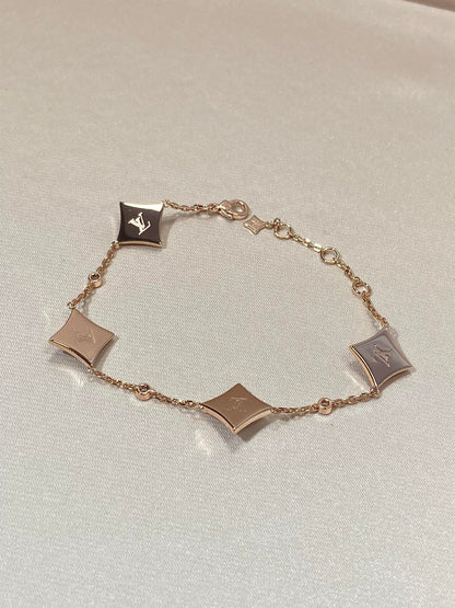 [Luxe Jewelry]STAR 4 MOTIF MOP DIAMOND PINK GOLD BRACELET