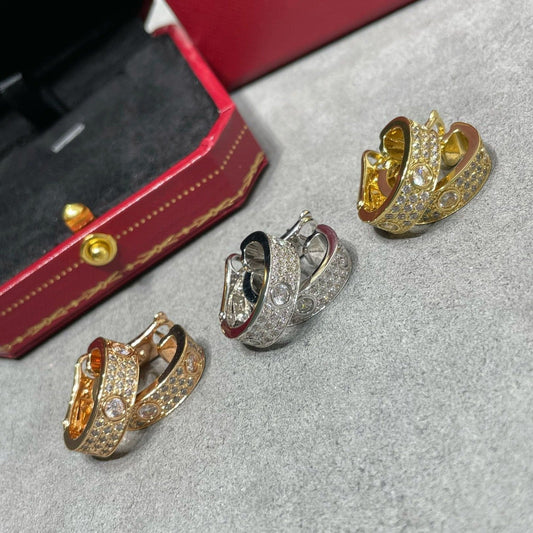 [Luxe Jewelry]LOVE 5.5MM DIAMOND PAVED EARRINGS