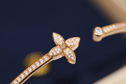 [Luxe Jewelry]IDYLLE PINK GOLD OPEN BRACELET DIAMOND PAVED