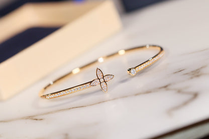 [Luxe Jewelry]IDYLLE GOLD OPEN BRACELET DIAMOND PAVED