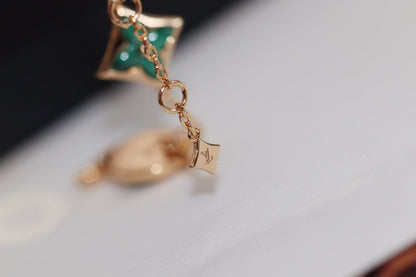 [Luxe Jewelry]STAR AND SUN 4 MOTIF PINK GOLD MALACHITE BRACELET