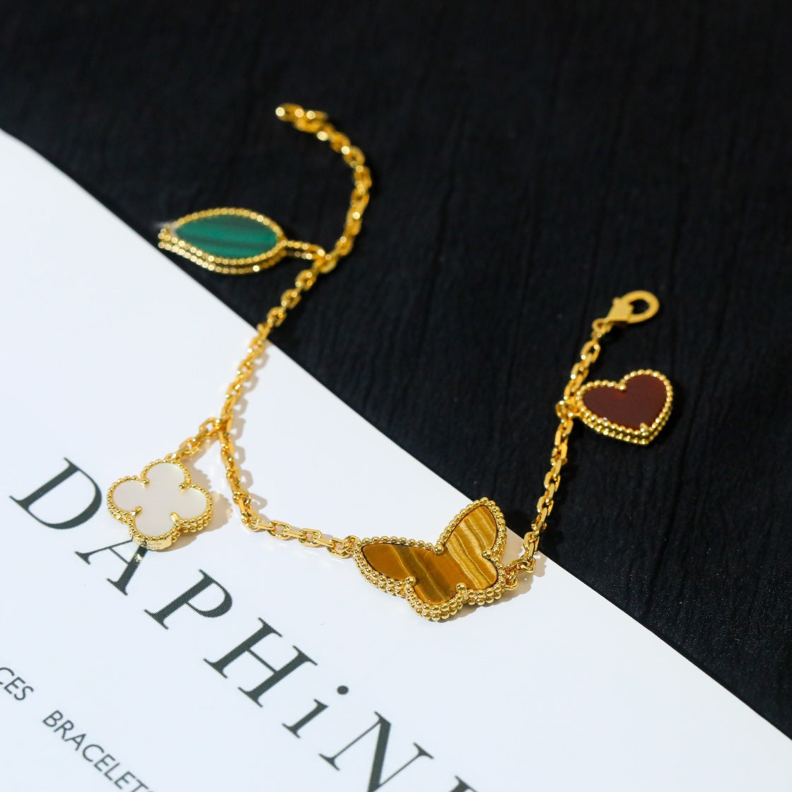 [Luxe Jewelry]LUCKY SPRING 5 MOTIF GOLD BRACELET