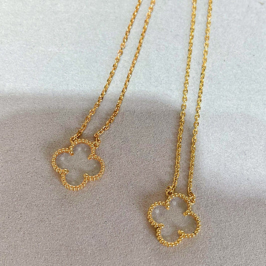 [Luxe Jewelry]CLOVER ROCK CRYSTAL ROSE GOLD NECKLACE