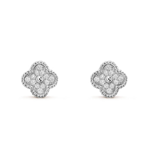 [Luxe Jewelry]CLOVER MINI DIAMOND STUD EARRINGS
