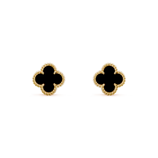 [Luxe Jewelry]CLOVER MINI 9.5MM BLACK MOP EARRINGS