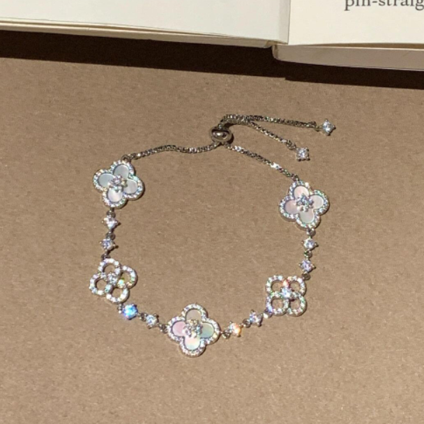[Luxe Jewelry]CLOVER 5 MOTIF PINK BLUE RED WHITE BRACELET