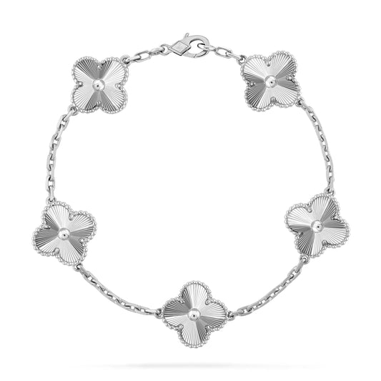 [Luxe Jewelry]CLOVER SILVER 5 MOTIFS BRACELET
