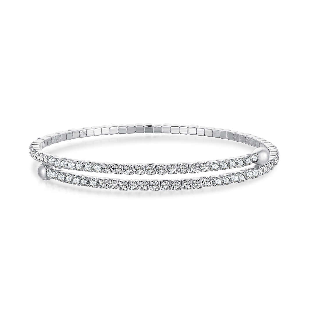 [Luxe Jewelry]Row of Diamonds Round Fashion Bracelet