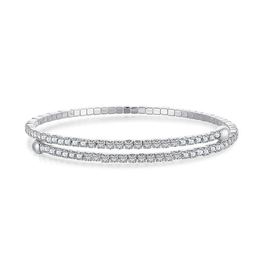 [Luxe Jewelry]Row of Diamonds Round Fashion Bracelet