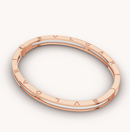 [Luxe Jewelry]ZERO 1 PINK GOLD WITH WHITE CERAMIC BRACELET