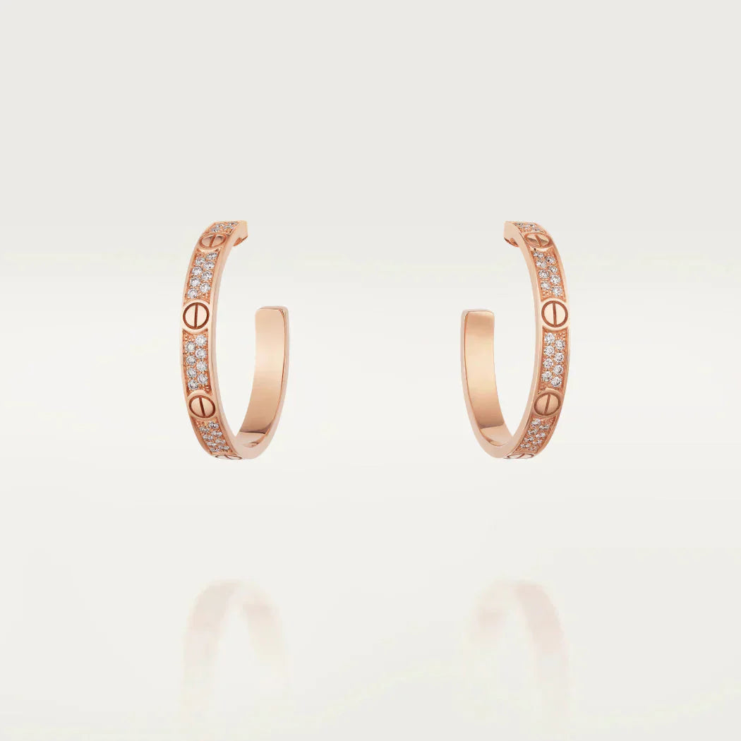 [Luxe Jewelry]LOVE DIAMOND PINK GOLD HOOP EARRINGS