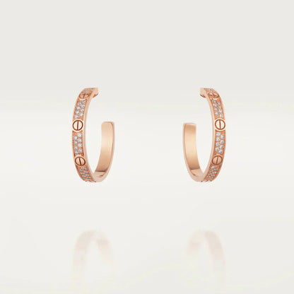 [Luxe Jewelry]LOVE DIAMOND PINK GOLD HOOP EARRINGS