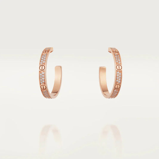 [Luxe Jewelry]LOVE DIAMOND PINK GOLD HOOP EARRINGS