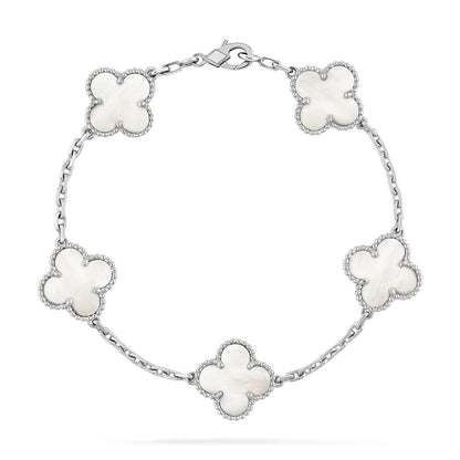 [Luxe Jewelry]CLOVER SILVER MOP 5 MOTIF BRACELET