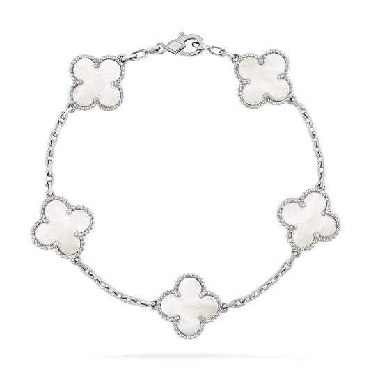 [Luxe Jewelry]CLOVER SILVER MOP 5 MOTIF BRACELET