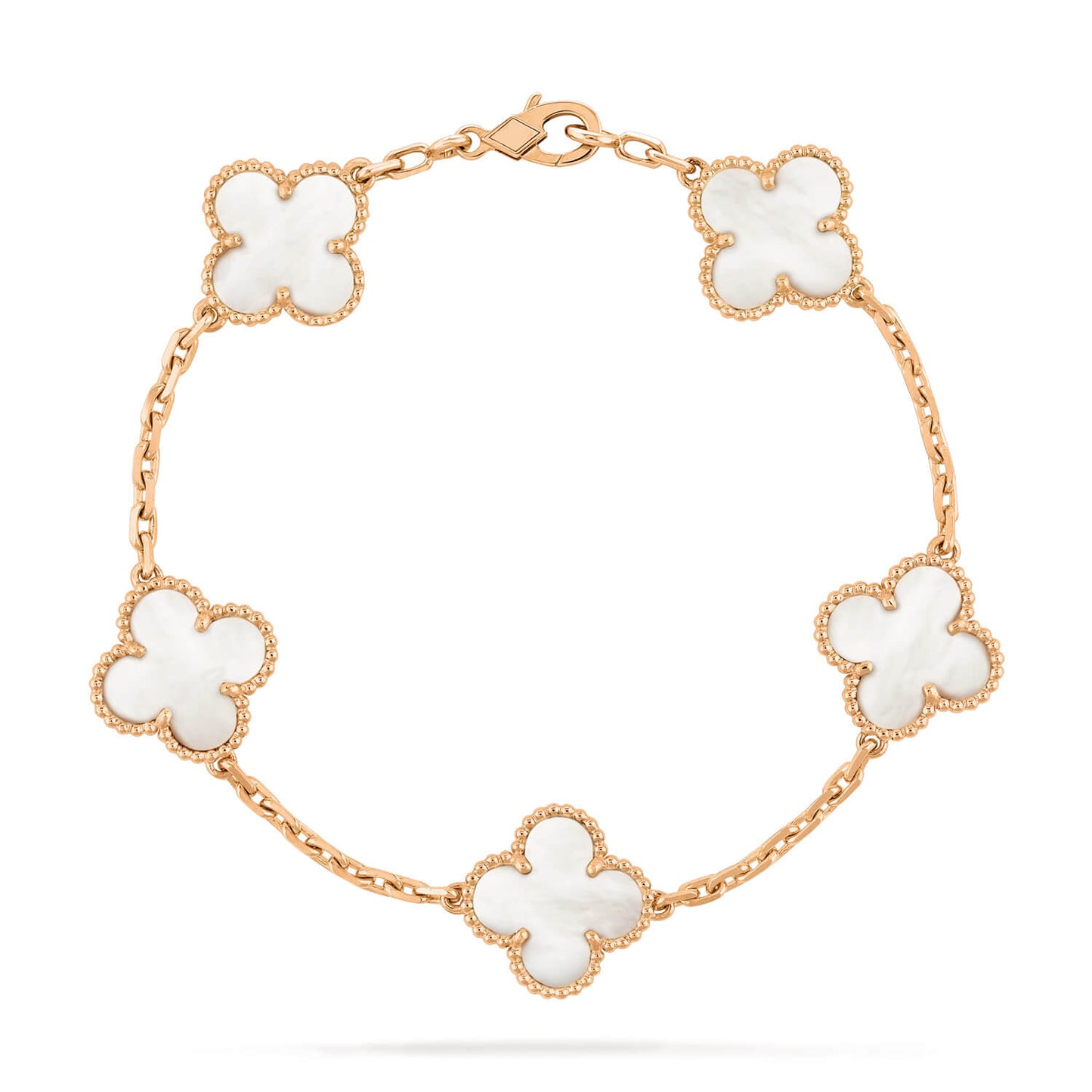 [Luxe Jewelry]CLOVER  5 MOTIF WHITE MOP BRACELET