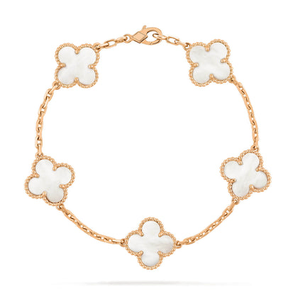 [Luxe Jewelry]CLOVER  5 MOTIF WHITE MOP BRACELET
