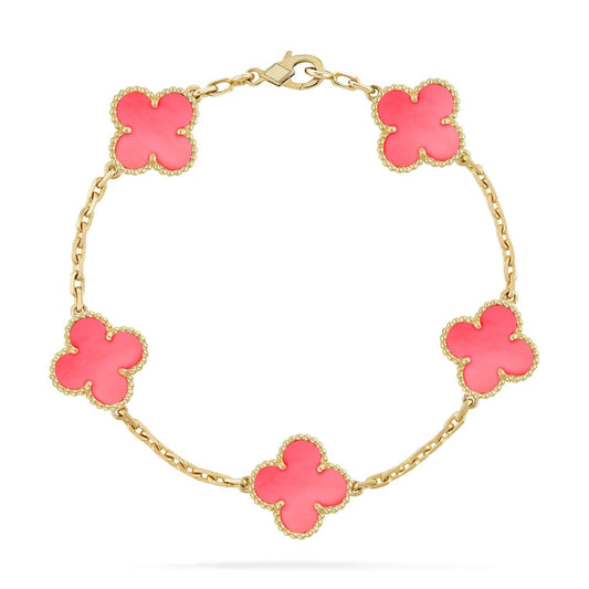 [Luxe Jewelry]CLOVER 5 PINK MOP BRACELET
