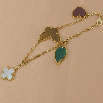 [Luxe Jewelry]LUCKY SPRING 5 MOTIF GOLD BRACELET