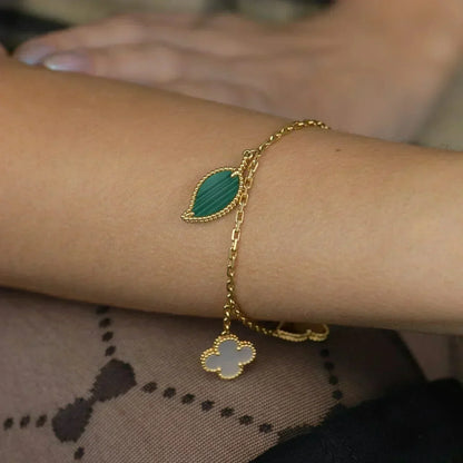 [Luxe Jewelry]LUCKY SPRING 5 MOTIF GOLD BRACELET