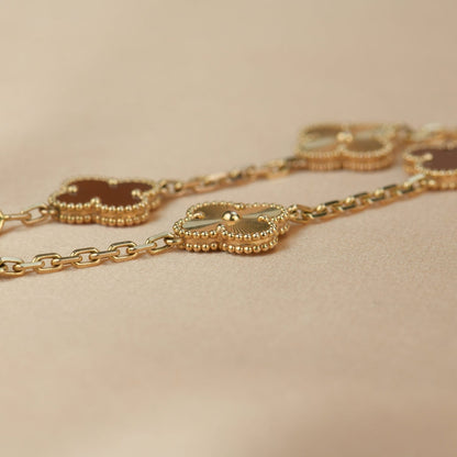 [Luxe Jewelry]CLOVER  5 MOTIFS CARNELIAN GOLD BRACELET