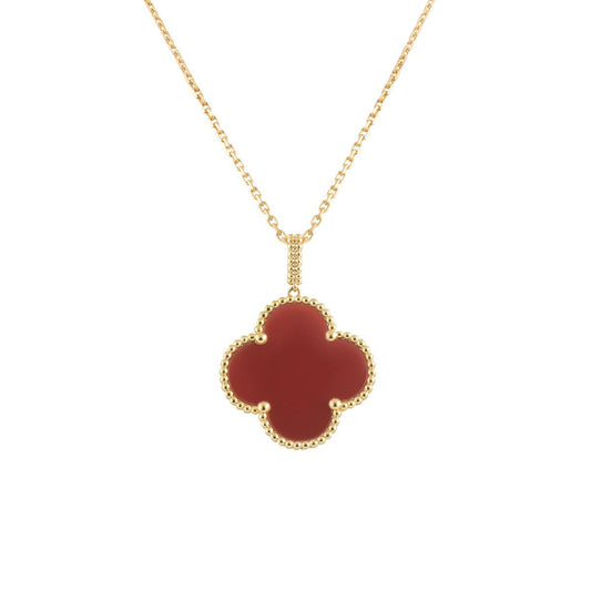 [Luxe Jewelry]CLOVER 25MM NECKLACE GOLD CARNELIAN