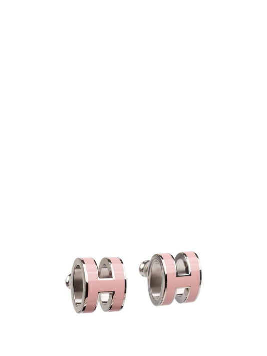 [Luxe Jewelry]MINI POP H SILVER EARRINGS PINK