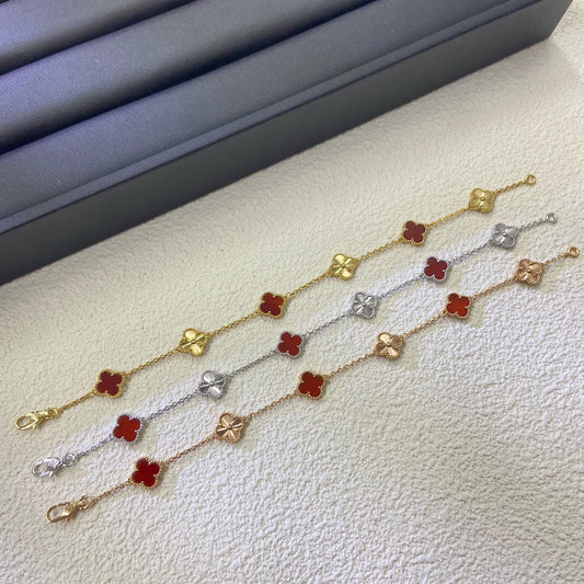 [Luxe Jewelry]CLOVER 6 MOTIF RED AGATE LASER BRACELET