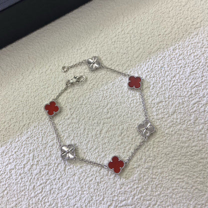 [Luxe Jewelry]CLOVER 6 MOTIF RED AGATE LASER BRACELET