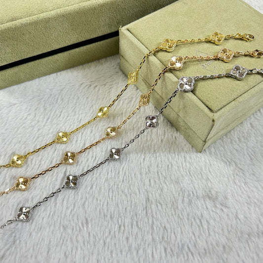 [Luxe Jewelry]CLOVER 6 MOTIF DIAMOND BRACELET