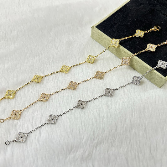[Luxe Jewelry]CLOVER 6 MOTIF DIAMOND BRACELET