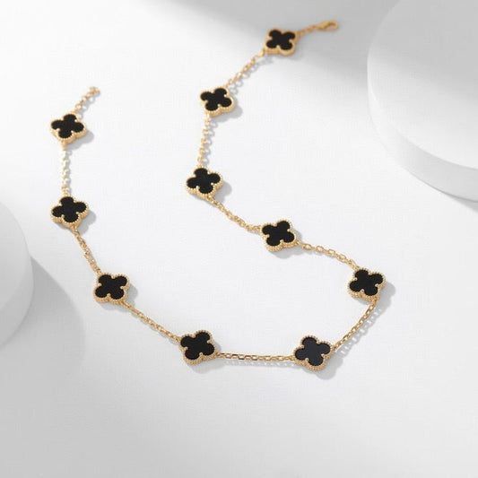 [Luxe Jewelry]CLOVERS THE 10-MOTIFS ONYX NECKLACE
