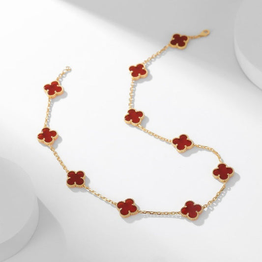 [Luxe Jewelry]CLOVERS THE  10-MOTIFS CARNELIAN NECKLACE