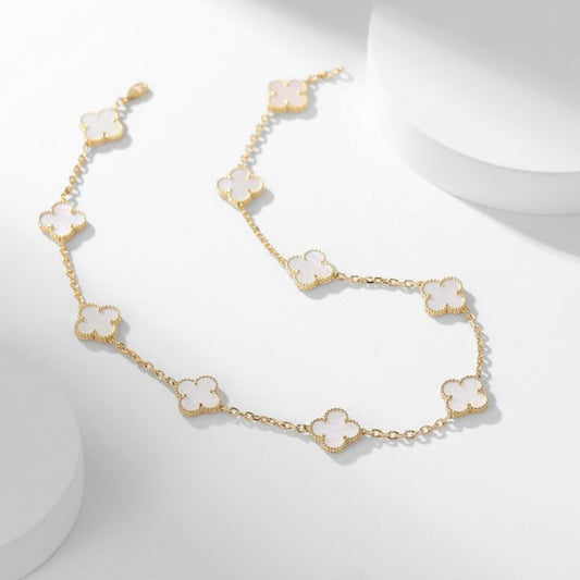 [Luxe Jewelry]CLOVERS THE 10-MOTIFS WHITE MOTHER OF PEARL NECKLACE