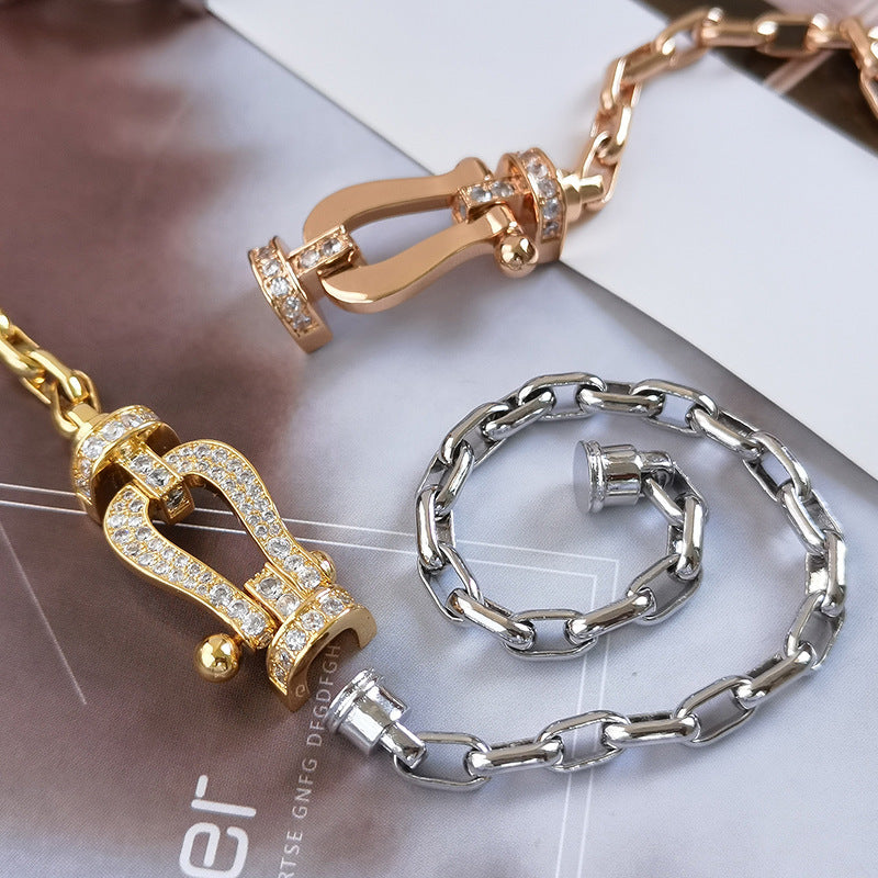 [Luxe Jewelry]FORCE LARGE HORSESHOE CLASP  METAL BRACELET