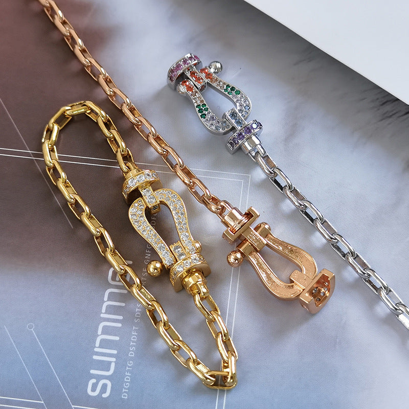 [Luxe Jewelry]FORCE LARGE HORSESHOE CLASP  METAL BRACELET