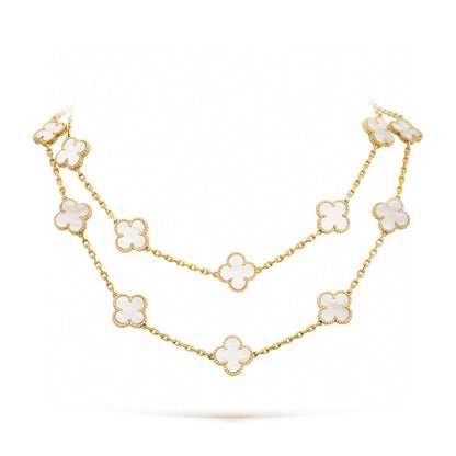 [Luxe Jewelry]CLOVER 20 MOTIFS WHITE MOP NECKLACE