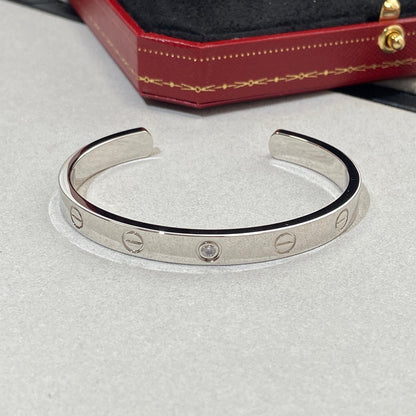 [Luxe Jewelry]LOVE BRACELET 6.1MM 1 DIAMOND OPEN CUFF