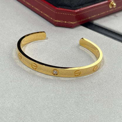 [Luxe Jewelry]LOVE BRACELET 6.1MM 1 DIAMOND OPEN CUFF
