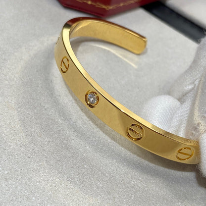 [Luxe Jewelry]LOVE BRACELET 6.1MM 1 DIAMOND OPEN CUFF