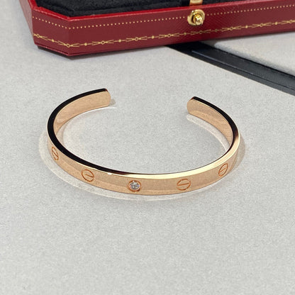 [Luxe Jewelry]LOVE BRACELET 6.1MM 1 DIAMOND OPEN CUFF