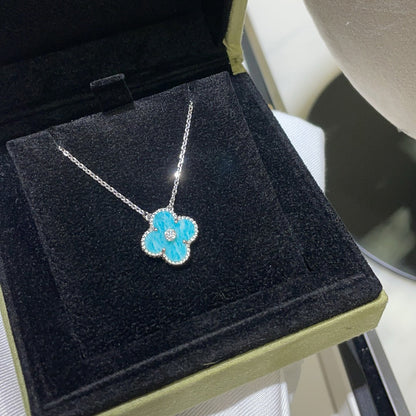 [Luxe Jewelry]CLOVER 15MM DIAMOND SVRES PORCELAIN  NECKLACE SILVER