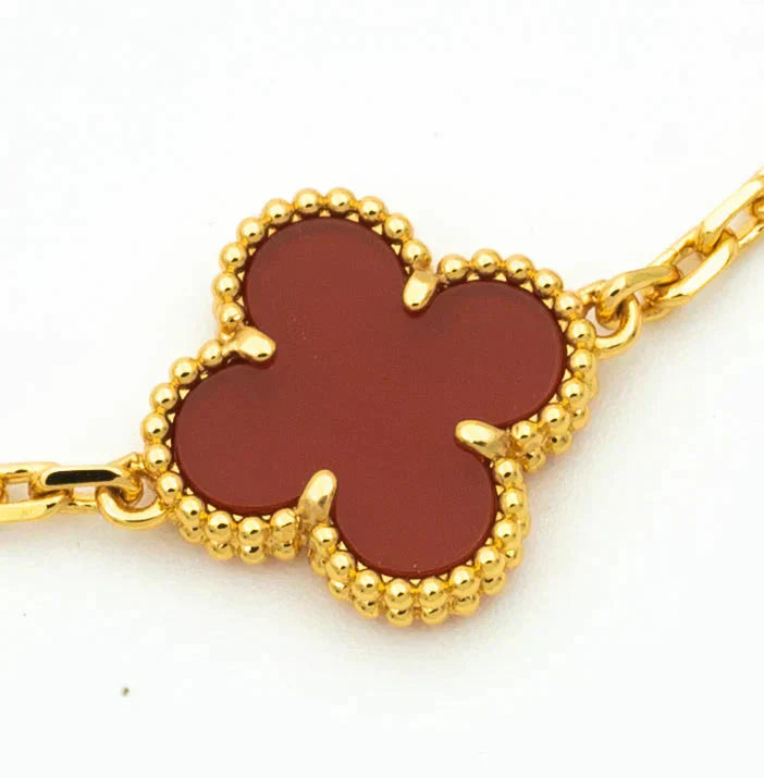 [Luxe Jewelry]CLOVER  5 MOTIFS CARNELIAN GOLD BRACELET