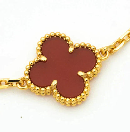 [Luxe Jewelry]CLOVER  5 MOTIFS CARNELIAN GOLD BRACELET