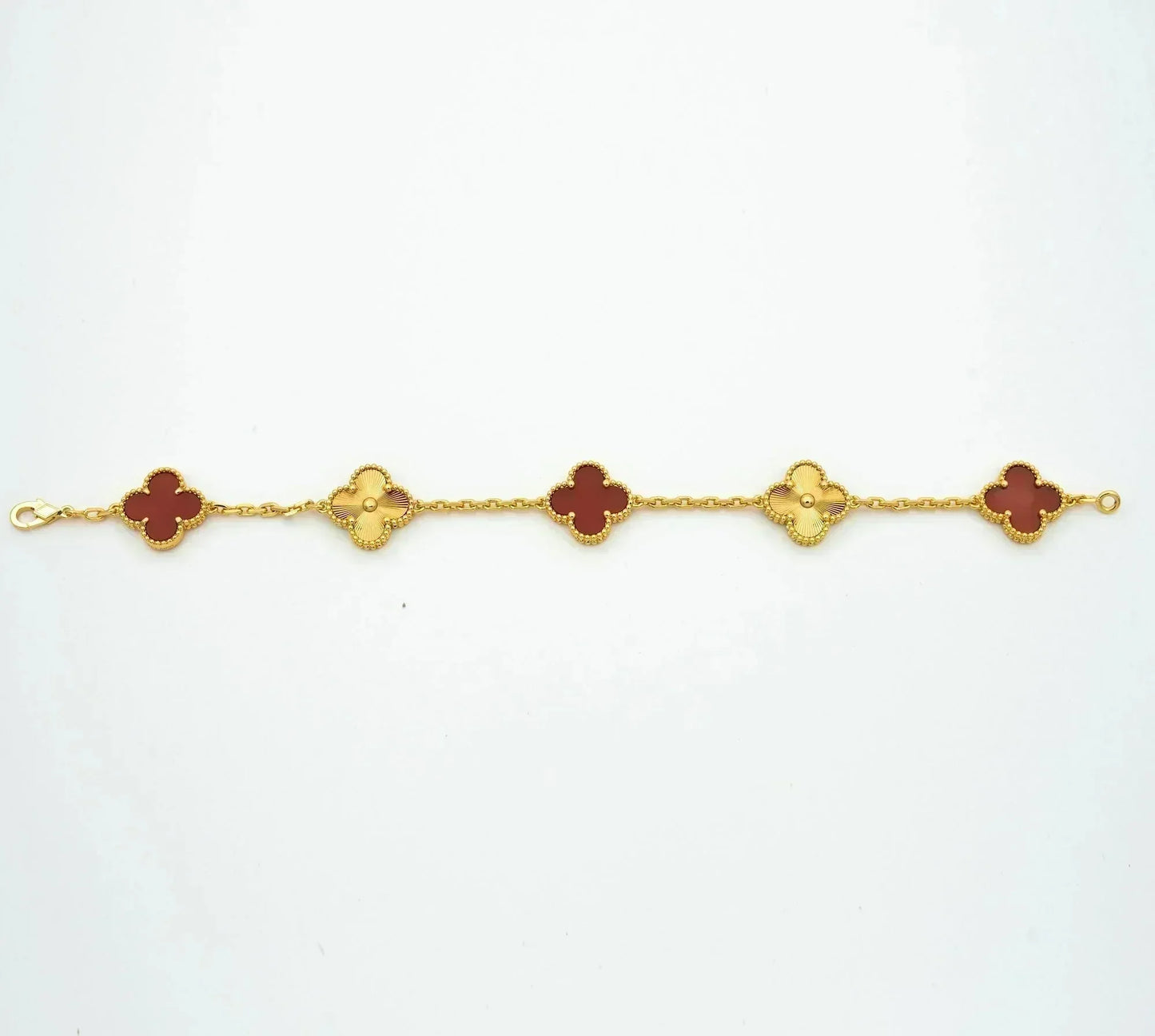 [Luxe Jewelry]CLOVER  5 MOTIFS CARNELIAN GOLD BRACELET