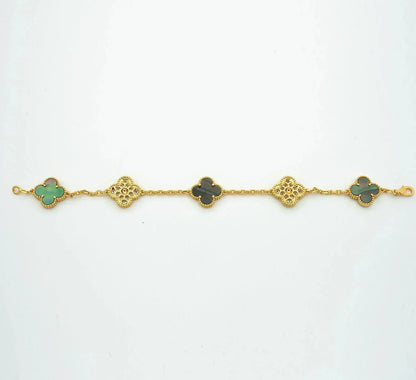 [Luxe Jewelry]CLOVER 5 MOTIF GRAY MOP DIAMOND BRACELET