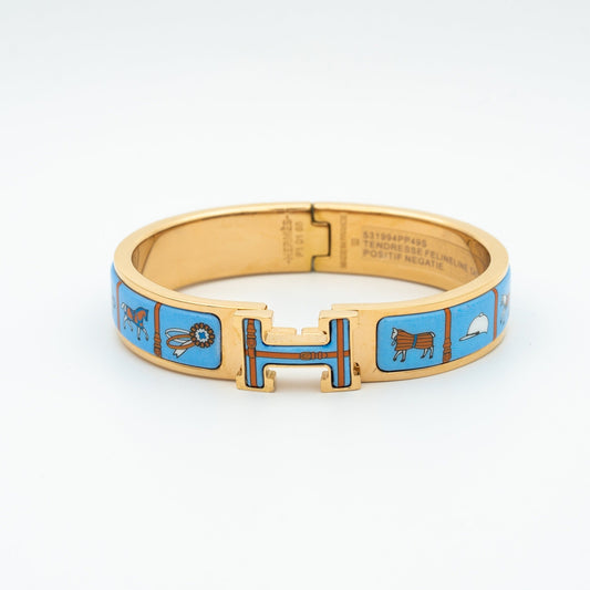 [Luxe Jewelry]H PINK GOLD BRACELET BLUE CERAMIC