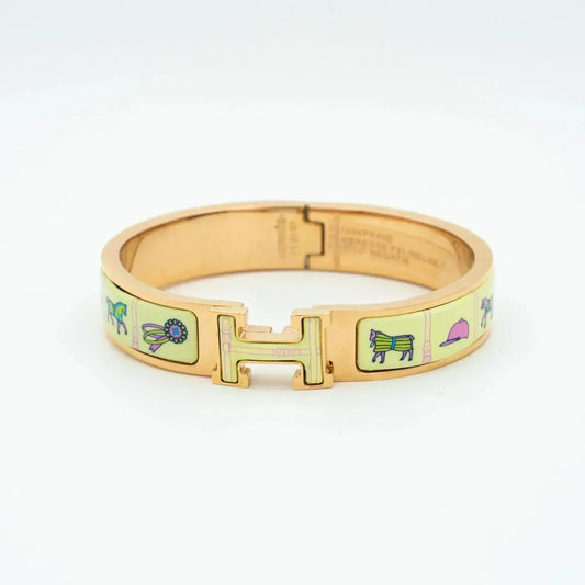 [Luxe Jewelry]H PINK GOLD BRACELET CREAM CERAMIC