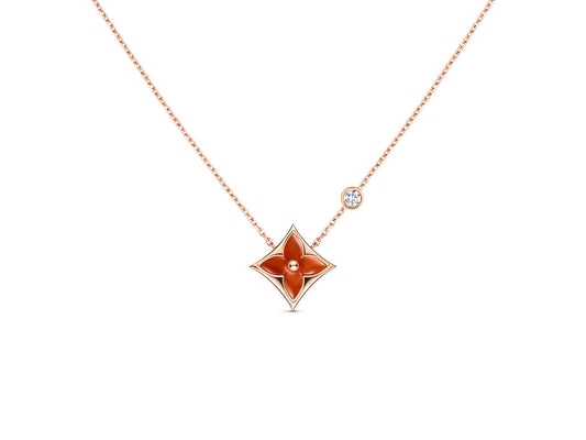 [Luxe Jewelry]STAR NECKLACE PINK GOLD 1 DIAMOND