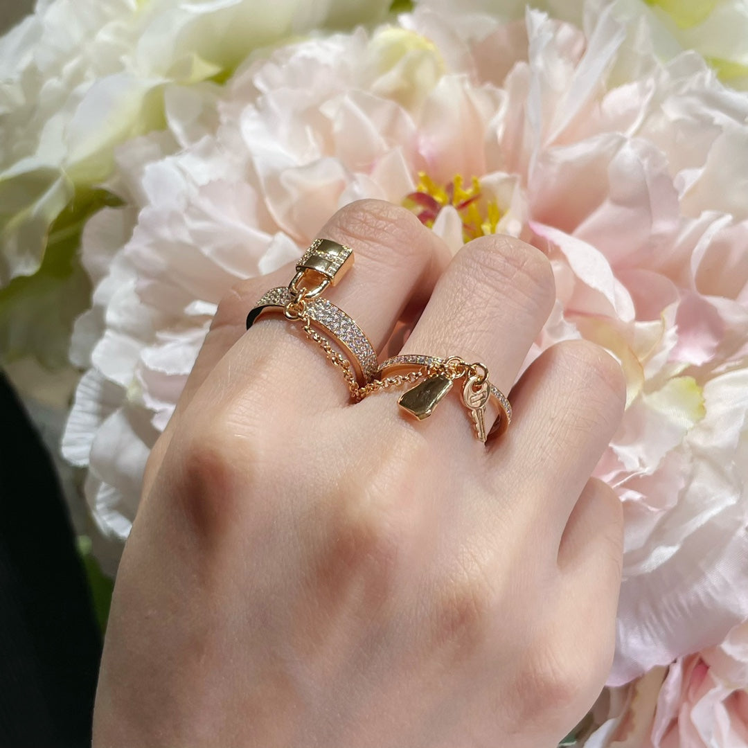 [Luxe Jewelry]HM KELLY CLOCHETTE DOUBLE RING IN  WITH DIAMONDS